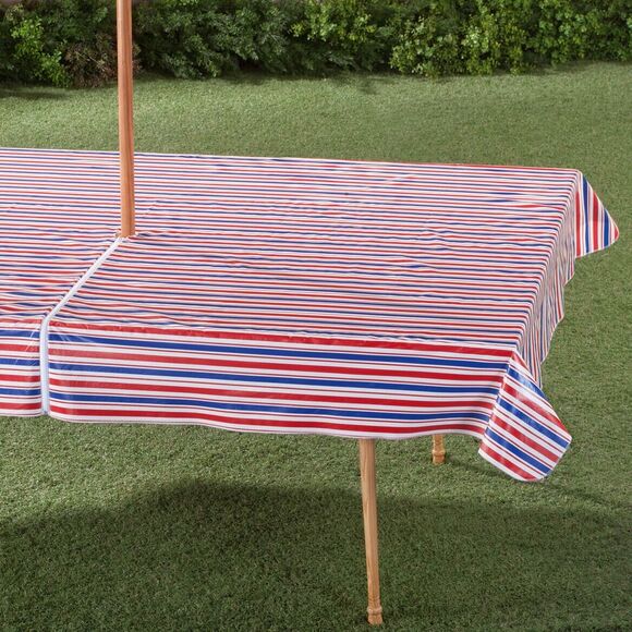 Patriotic Zippered Umbrella Table Cover Red White Blue Outdoor 60 x 90 NIP NEW